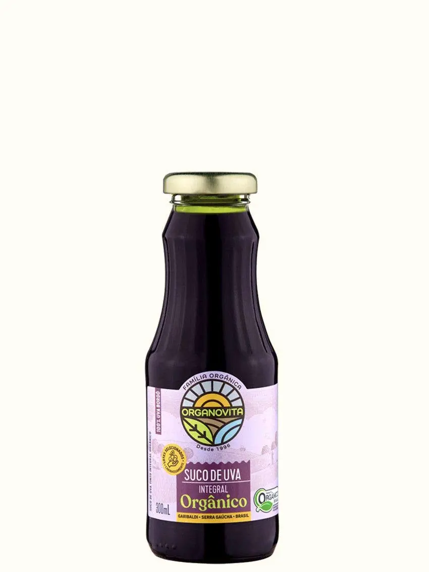 Suco de Uva Integral 100% Bordô Orgânico Organovita 300ml - 1