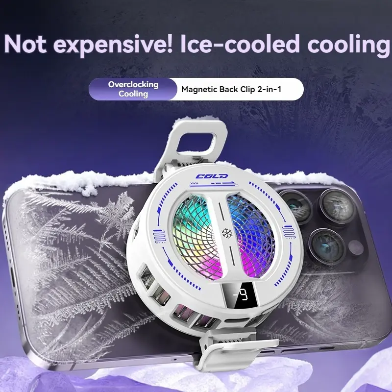 NOVO Cooler Magnético para Celular com Display Digital de Temperatura e Luzes RGB Compatível com iPhone Samsung Xiaomi - 1