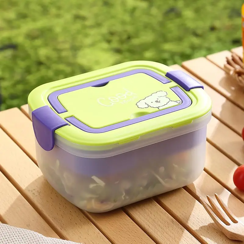 Sinovoe Marmita Pote para Alimentos Verde com Tampa - 1000ml - Plástico PP - 19 x 15 x 10cm