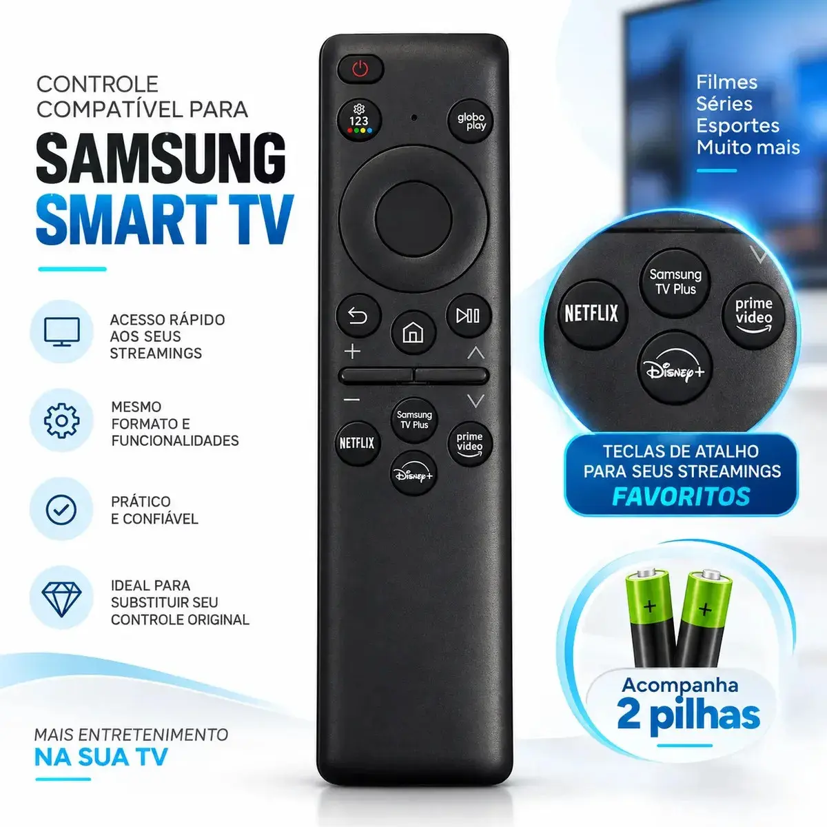 Controle Remoto Para Tv Samsung Solarcell Cu8000 Bn59-01432b - 1