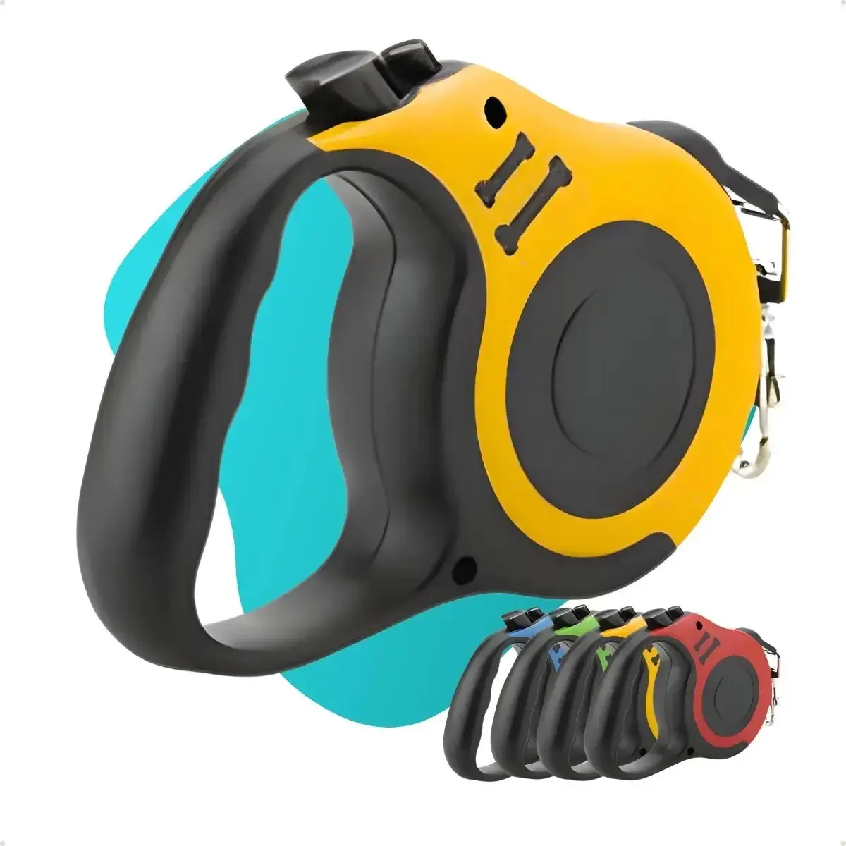 Coleira Pet Guia Retrátil P/ Cachorro Gato 5 Metros Até 20kg Cor Amarelo - 1