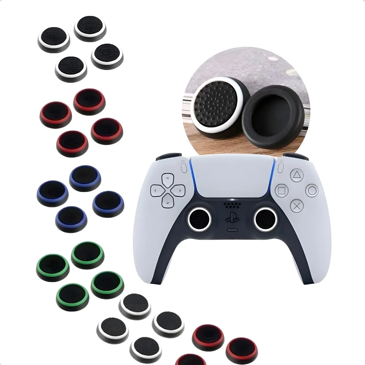 Kit de Protetores de Silicone para Joystick Analógico, Grip de Borracha, 8, 16 ou 32 Unidades, compatível com Ps3, Ps4, Ps5, Xbox One e Nintendo Switch (8)