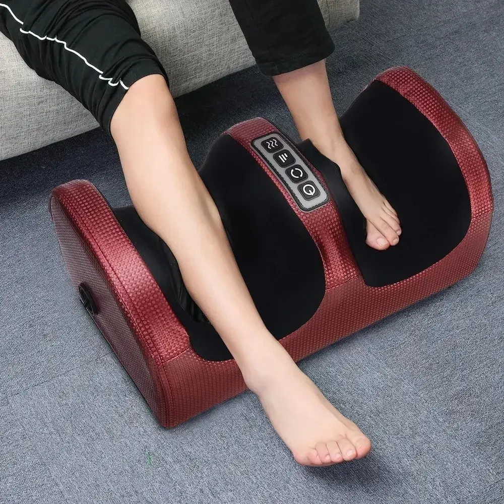 Massageador de pés elétrico shiatsu amassar tecidos profundos relaxar rolo aquecido alívio da dor da panturrilha fadiga músculos vibrador máquina saúde