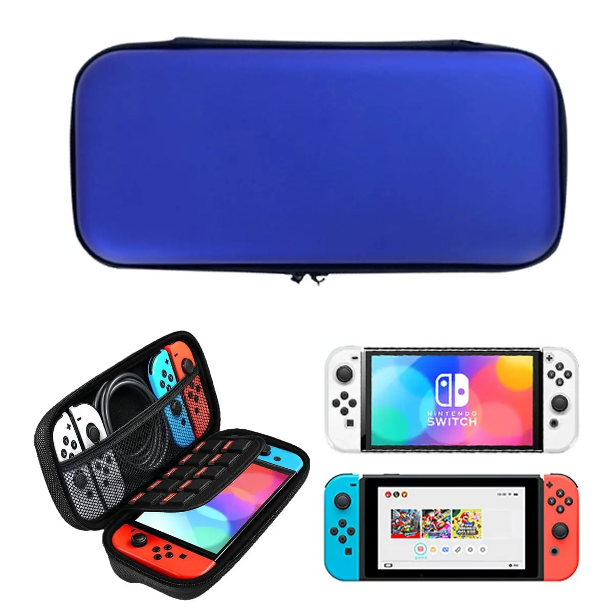 Case de Proteção para Nintendo Switch, Estojo de Viagem com Compartimentos (azul)