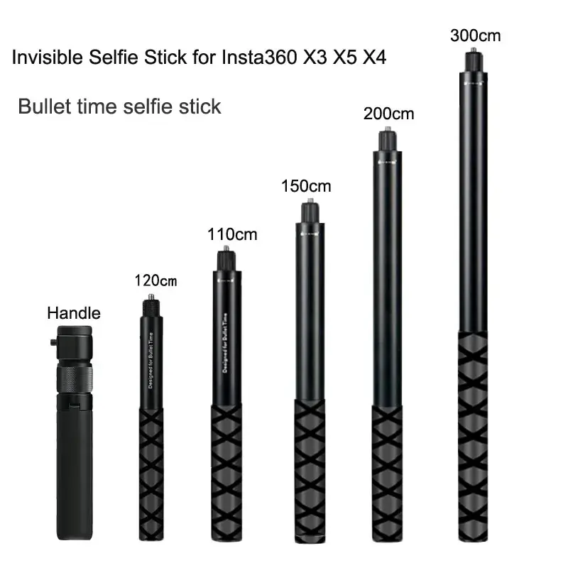Bastão de Selfie Invisível de 300cm para Insta360 X4 X3 X5, Monopé Extensível com Função Bullet Time para Acessórios de Câmera de Ação Insta360 - 1