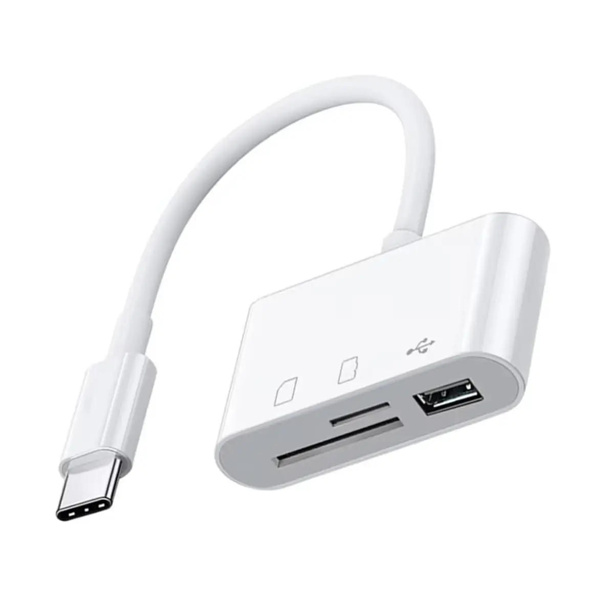 Adaptador USB Tipo C 3 em 1 para Leitor de Cartão SD TF Micro SD e Porta USB 3.0 – Compatível com Windows, Android, Ios, Celular, Transferência Rápida e Multidispositivo