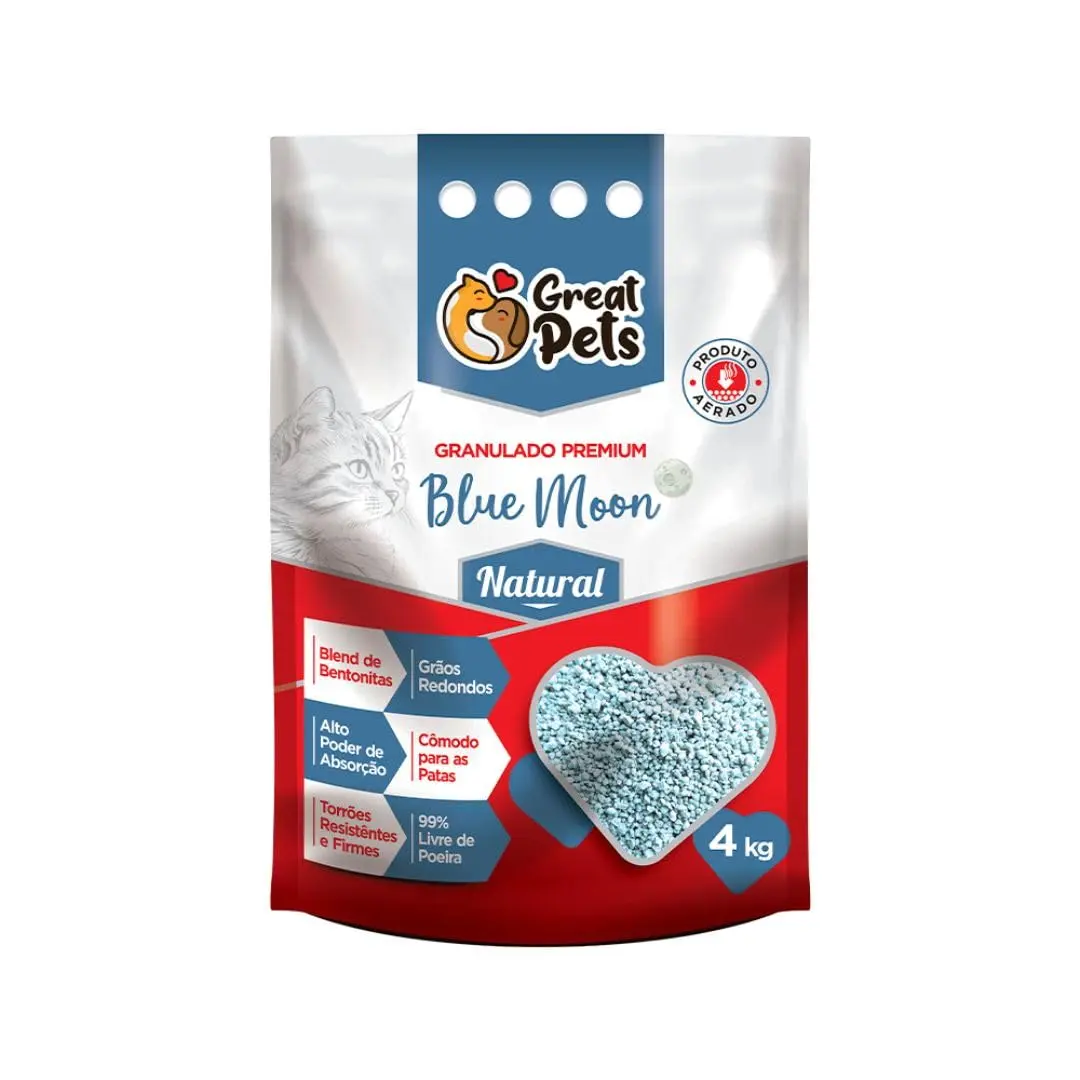 Granulado Higiênico Premium Blue Moon Great Pets Natural 4kg - 1
