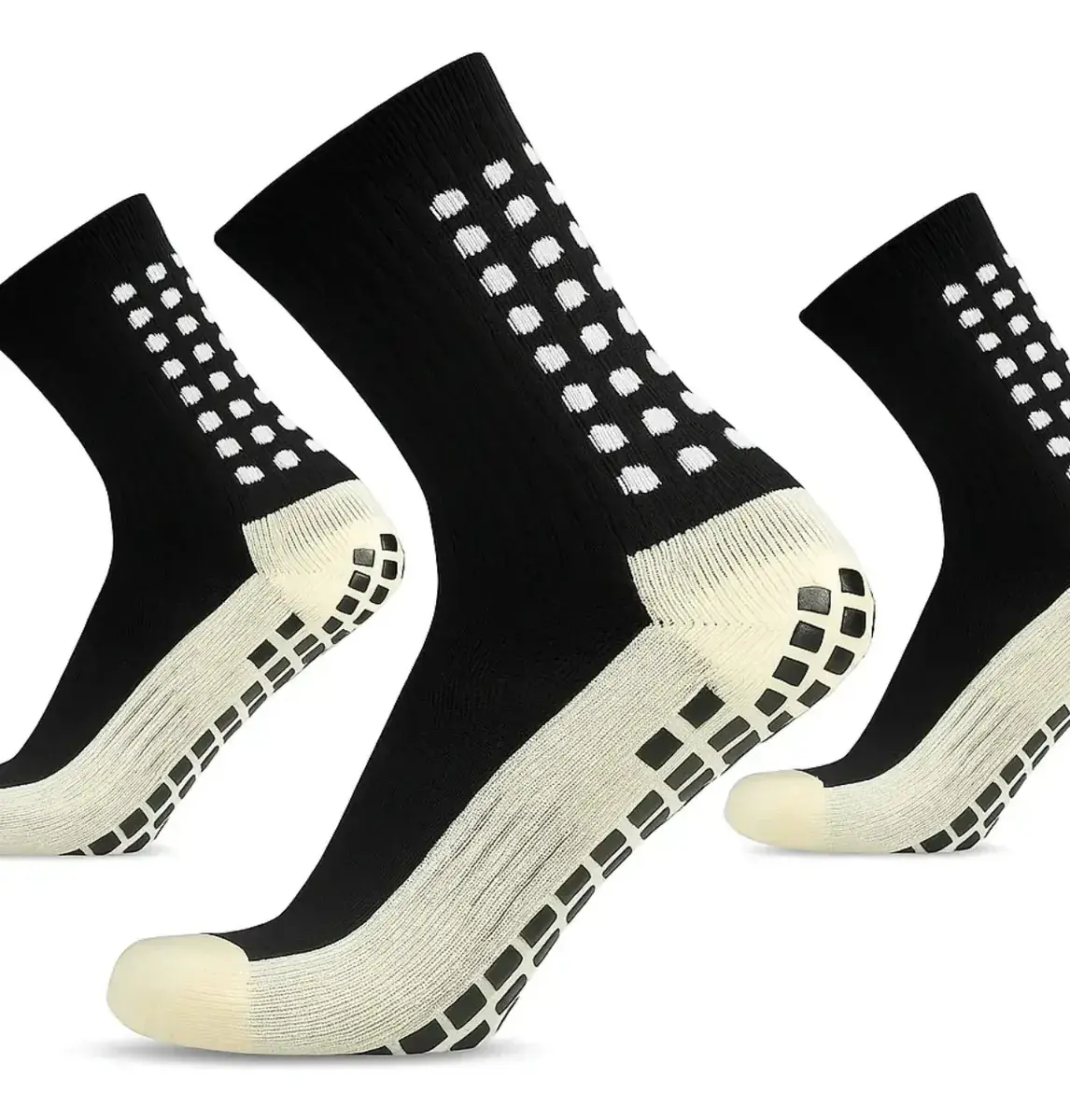 Kit 3 Pares Meia Antiderrapante Futebol Treino Esportiva Preto Unico - 1