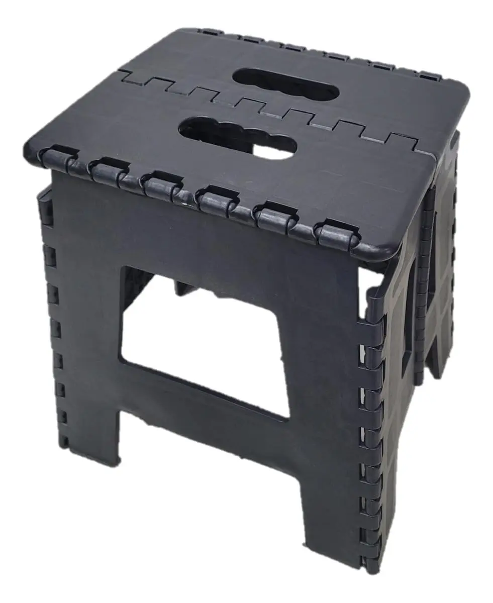 Banco Dobrável Portátil 42 cm Altura 31 cm Largura Capacidade 100kg Preto - PESCA CAMPING CASA BANQUETA BANQUINHO