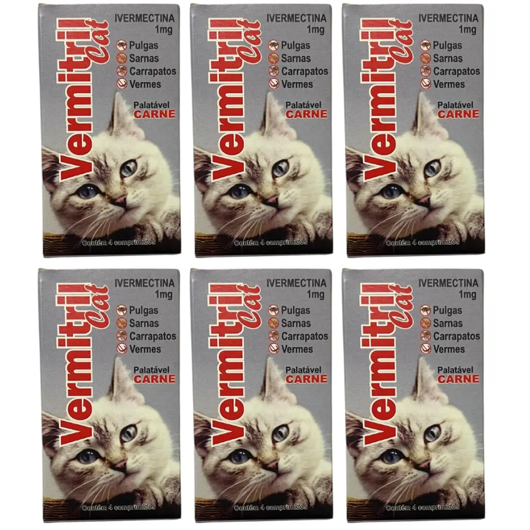 Vermitril Gatos - Anti Pulgas, Carrapatos, Vermes, Sarnas 24 Comprimidos mastigáveis - 1
