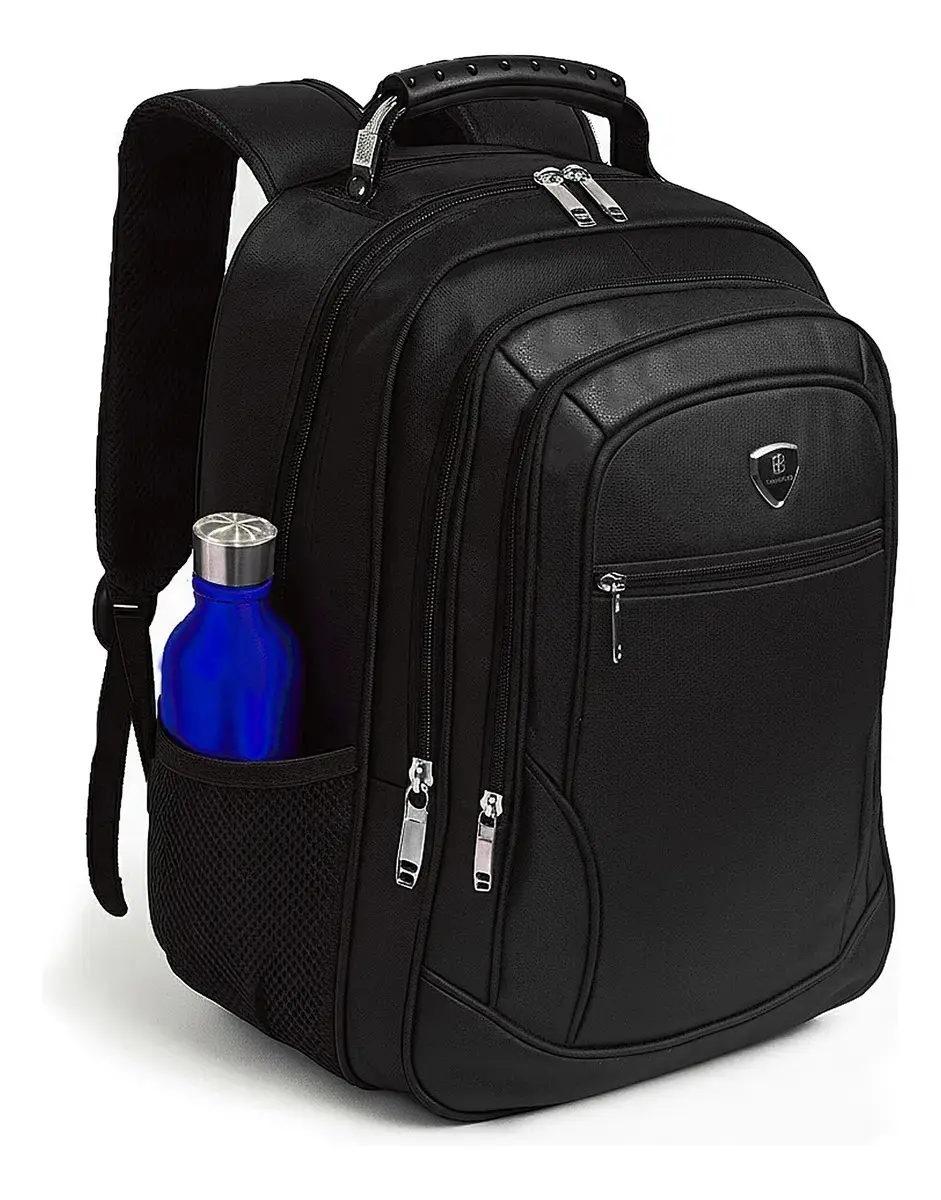 Mochila Masculina Faculdade Impermeável Resistente Grande Trabalho Escola Cor Preto Desenho Do Tecido Liso