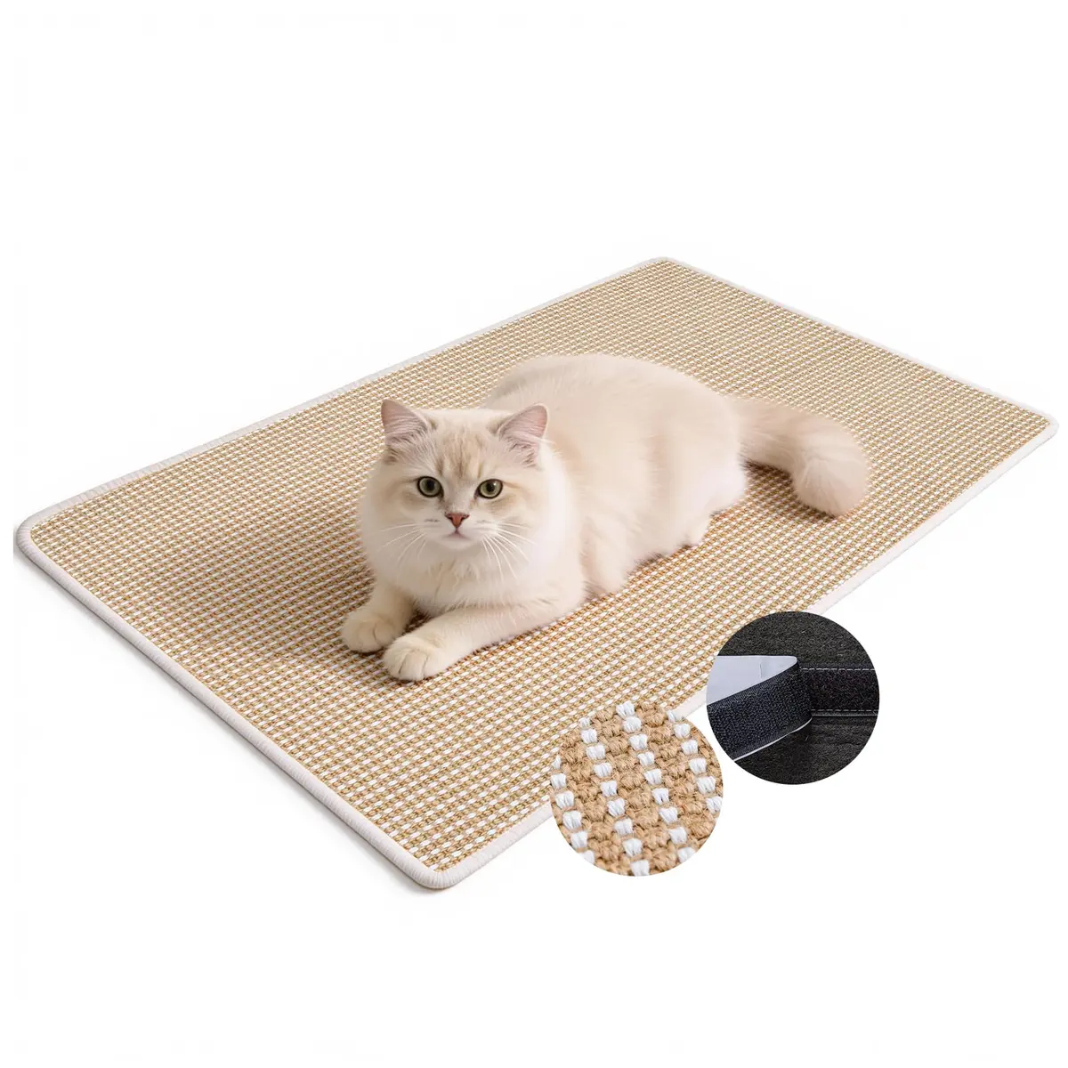Petinstinct Tapete arranhador grande para gatos, 99,8 cm × 59,9 cm almofada | Tapete para arranhar gatos de baixa queda com torneiras adesivas, arranhador de parede durável para gatos internos