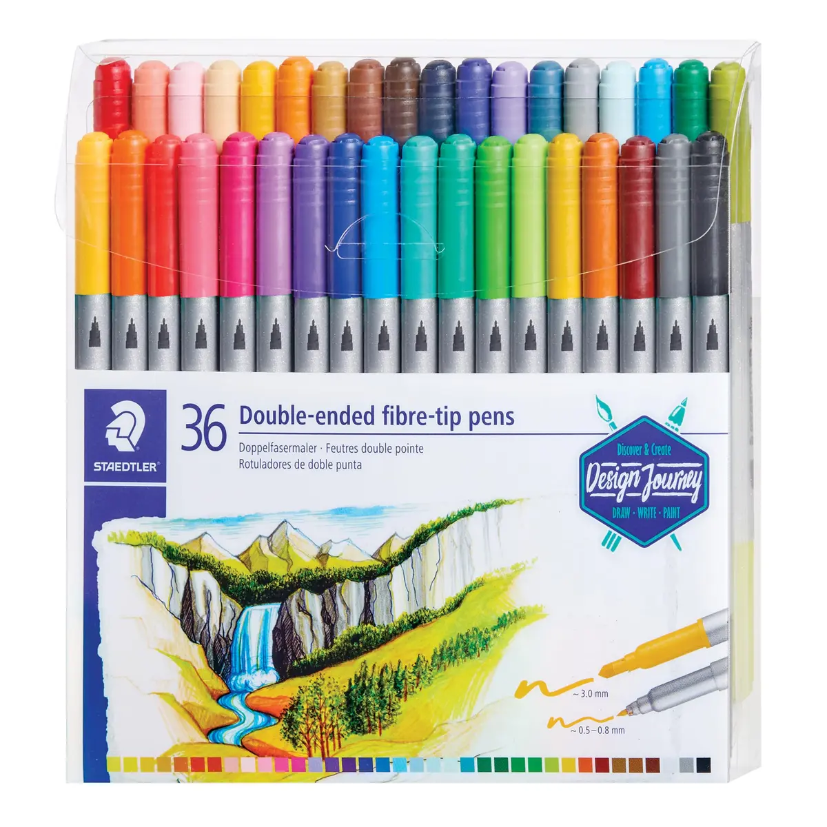 Caneta Hidrocor Ponta Dupla, Staedtler, 3200 TB36, 36 Cores - 1