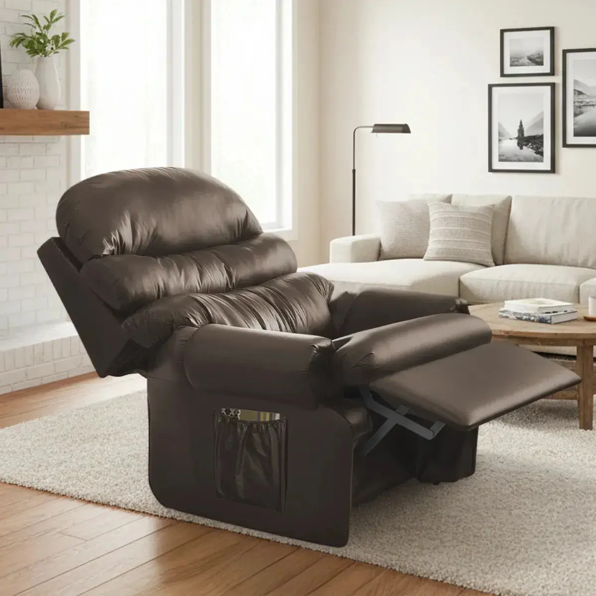 Poltrona Do Papai Sofisticada Confortável Reclinável Cor Marrom-escuro Material Do Estofamento Corino Top Sofas