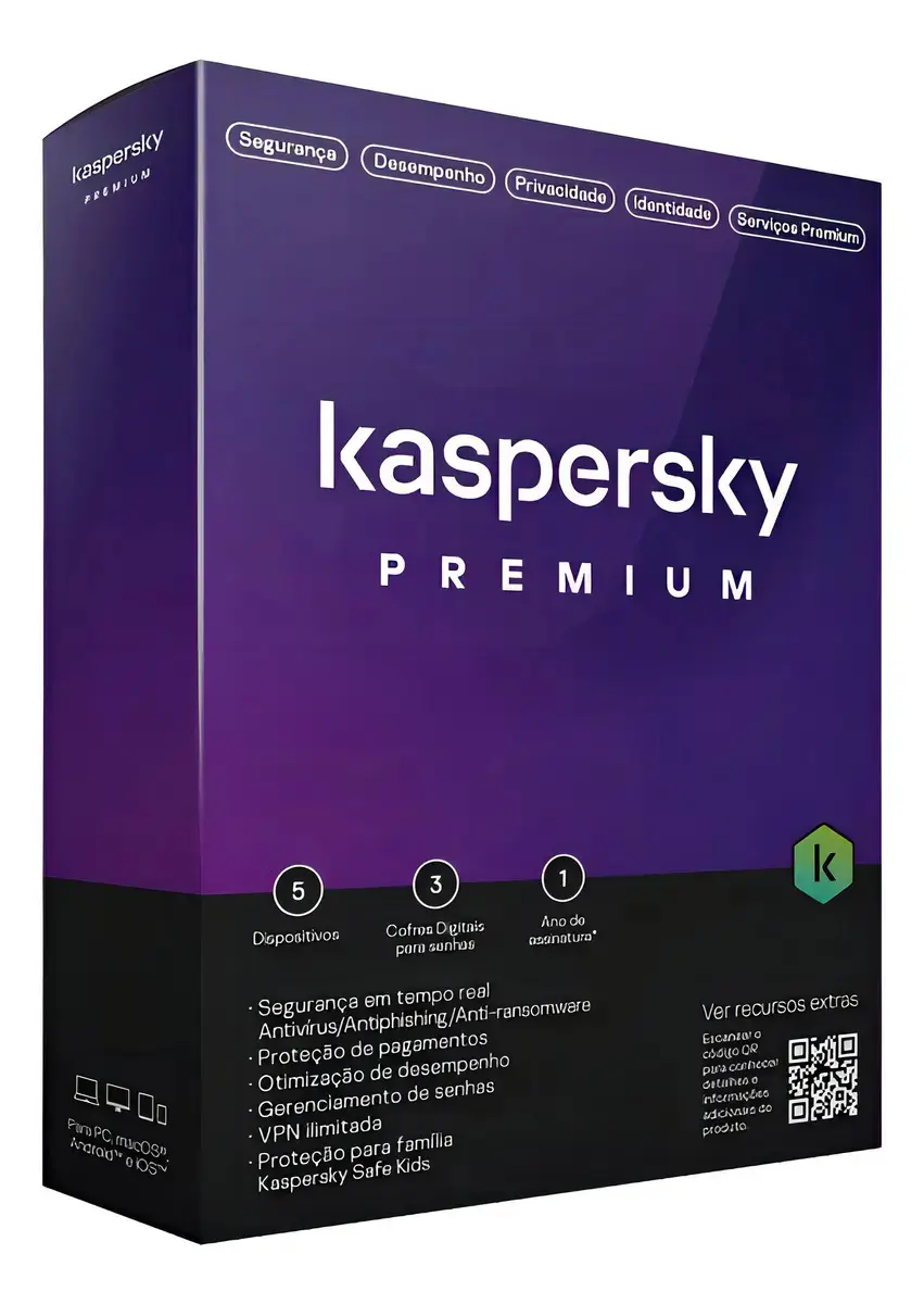 Kaspersky Premium - 5 Dispositivos 1 Ano
