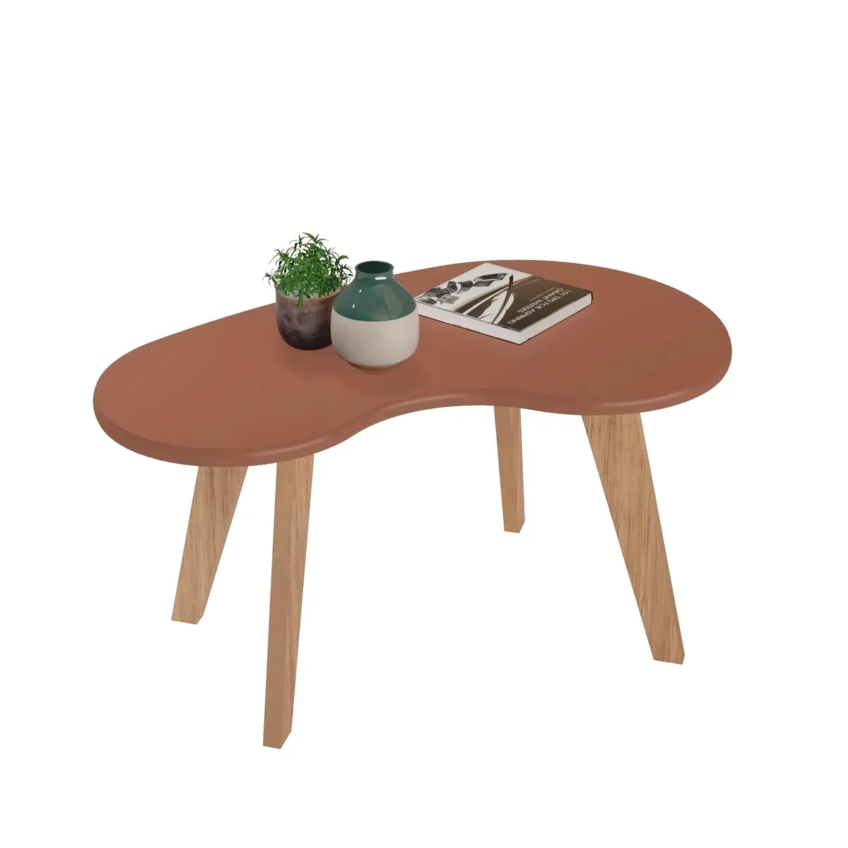 Artely Mesa de Centro Orgânica com Tampo MDF e Bordas Arredondadas, Terracota