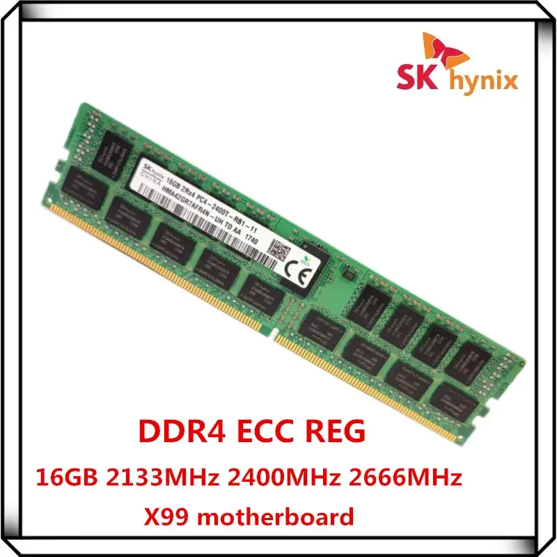 Memória RAM SK Hynix DDR4 8GB 16GB 2133P 2400T 2666V 1Rx4 2RX4 PC4 2133MHz 2400MHz 2666 ECC REG RDIMM X99 32GB para Servidor