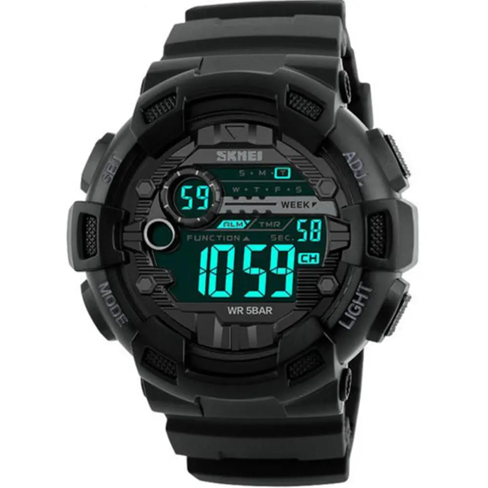 Relógio Masculino Skmei 1243 Á Prova D'água 50m Shock Digital Esporte Preto