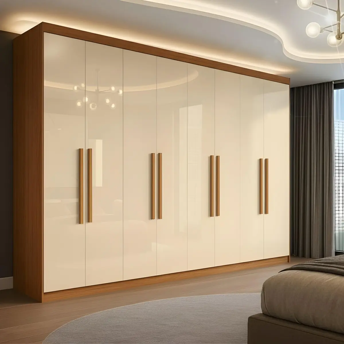Guarda Roupa Casal 8 Portas 4 Gavetas Paris Espresso Móveis Cinamomo/Off White