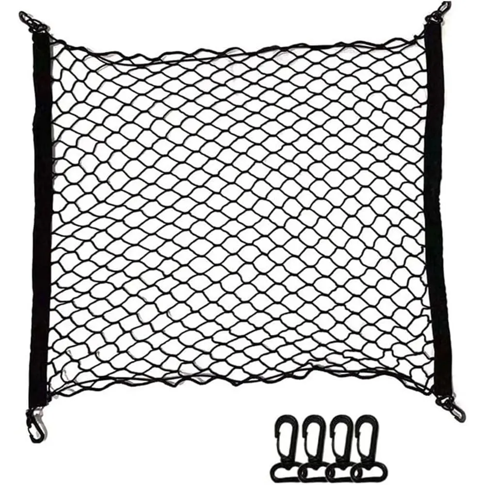 Rede Organizadora para Carro, 70x70cm, Malha Elástica com 4 Ganchos | Segura bagagens, Evita deslocamento, Material resistente - 1