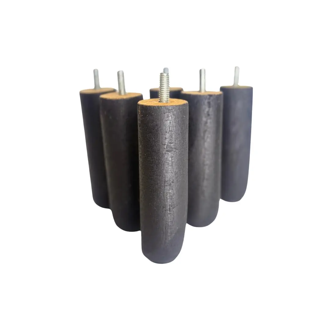 Pés De Madeira Para Base Box 10cm De Altura - (Preto) (6) - 1