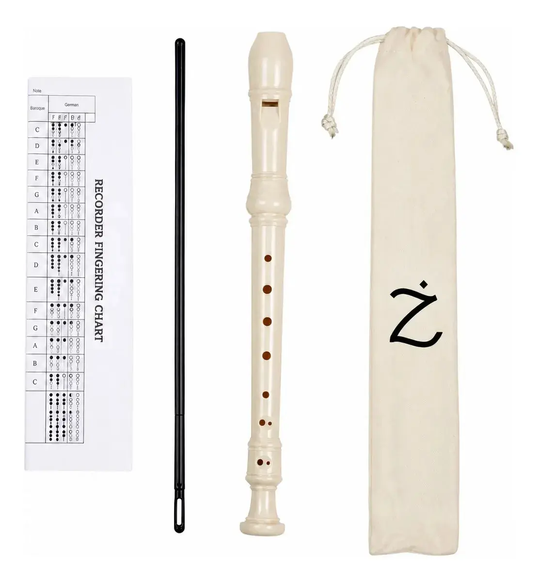 Flauta doce barroca soprano Zaidans Tennessee com bag e vareta de limpeza cor bege - 1
