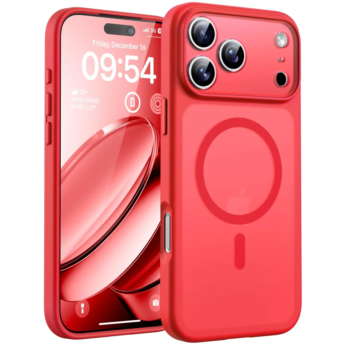 TOCOL Capa Capinha para iPhone 17 Pro Max Case 6.9 Pol, Vermelho | Compatível com MagSafe, Tampa da Câmera, Proteção Total e Militar, Antichoque, Anti-impressões, Fosco Translúcido