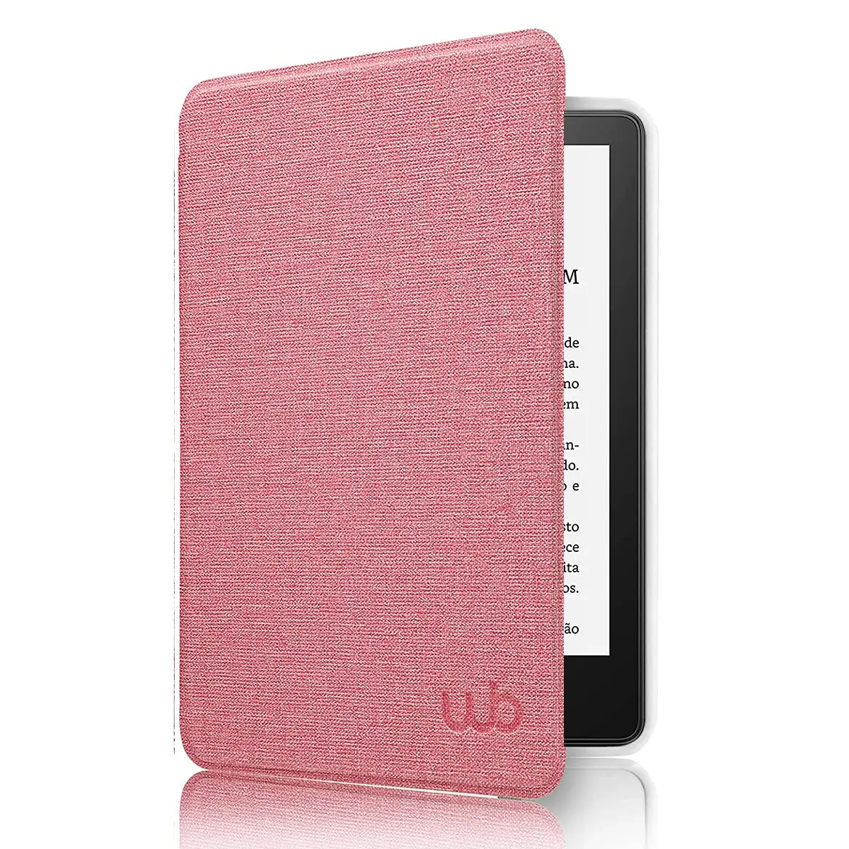 Capa Kindle Paperwhite 11a geração 2021 - WB Ultra leve Silicone Flexível e Sensor Magnético - Tecido Rosa (Não Compatível com Kindle 11ª Geração ou Kindle Paperwhite 10ª Geração)