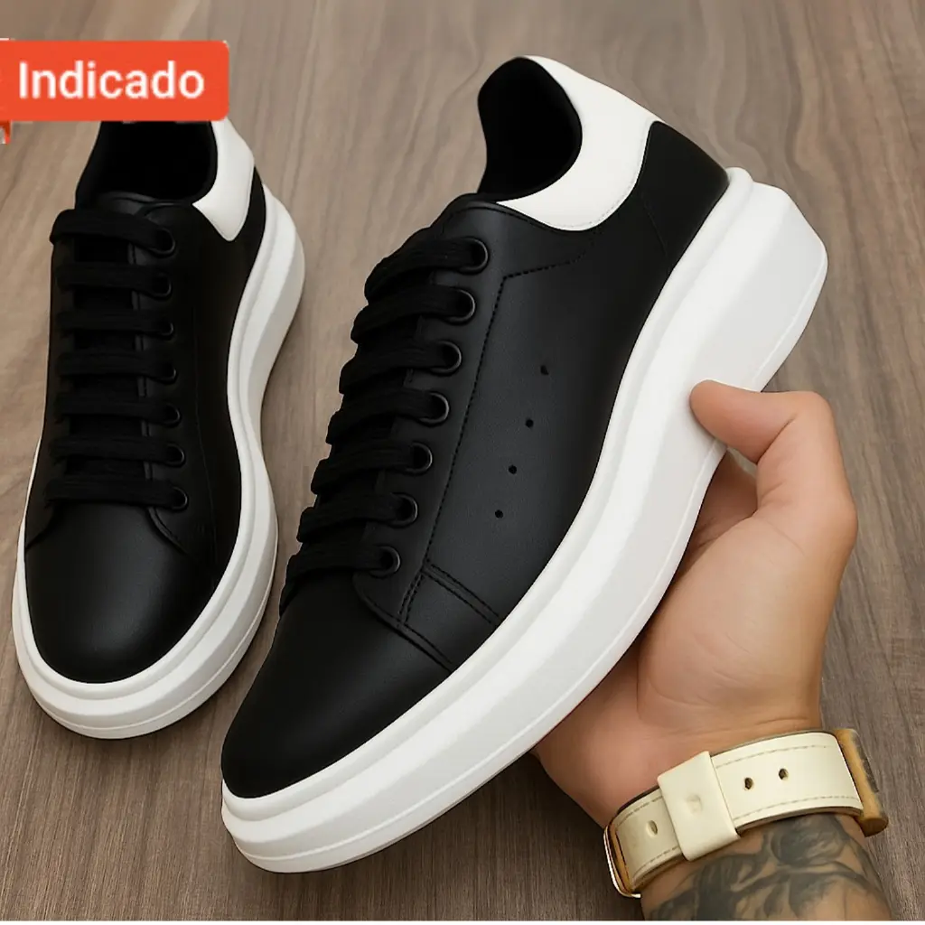 Sapatenis Casual Masculino Sneaker Sola Alta Macio Chunky Confortável Estiloso Sola Oversize Lanç - 1