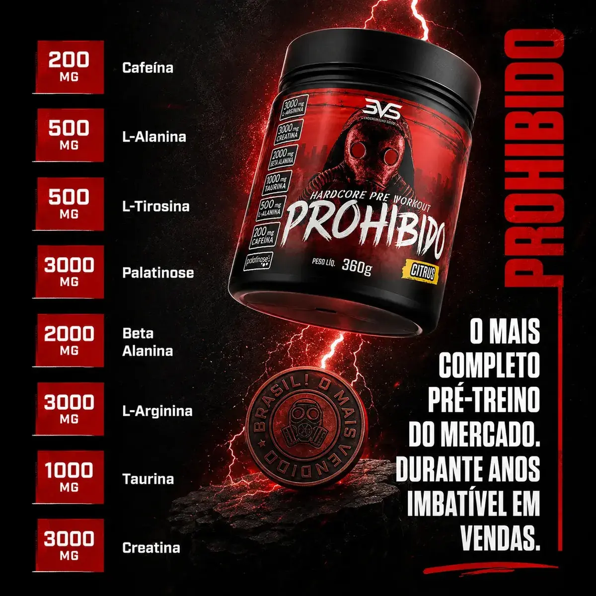 Prohibido Pré Treino 360g - Sabor: Cotton Candy - A Combinação Perfeita De 8 Ingredientes Que Proporcionam Energia Do Início Ao Fim Do Seu Treino thumbnail 6