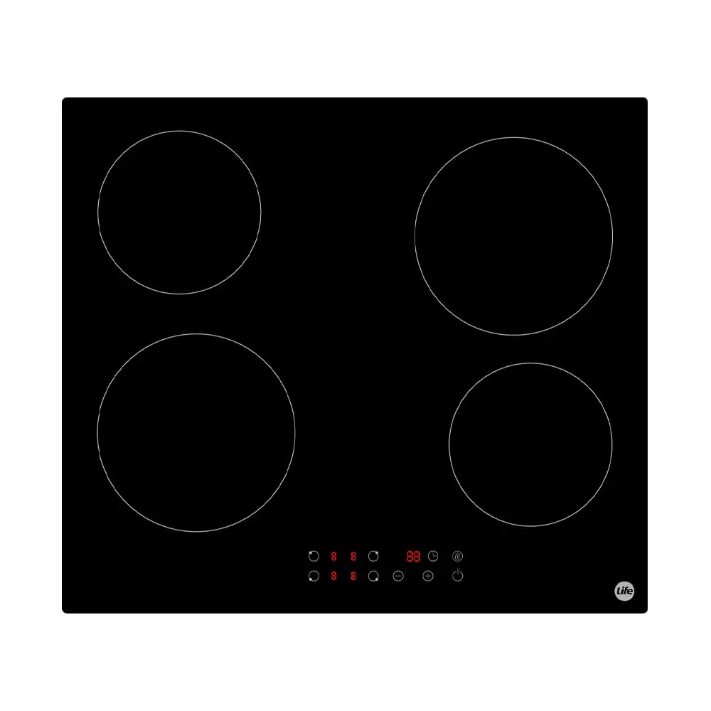 Cooktop Cerâmica Life 220V, 4 Zonas Elétrico Preto 60cm Mesa Vitrocerâmica Painel Touch Design Moderno para Cozinha Planejada e Fácil Limpeza - 1