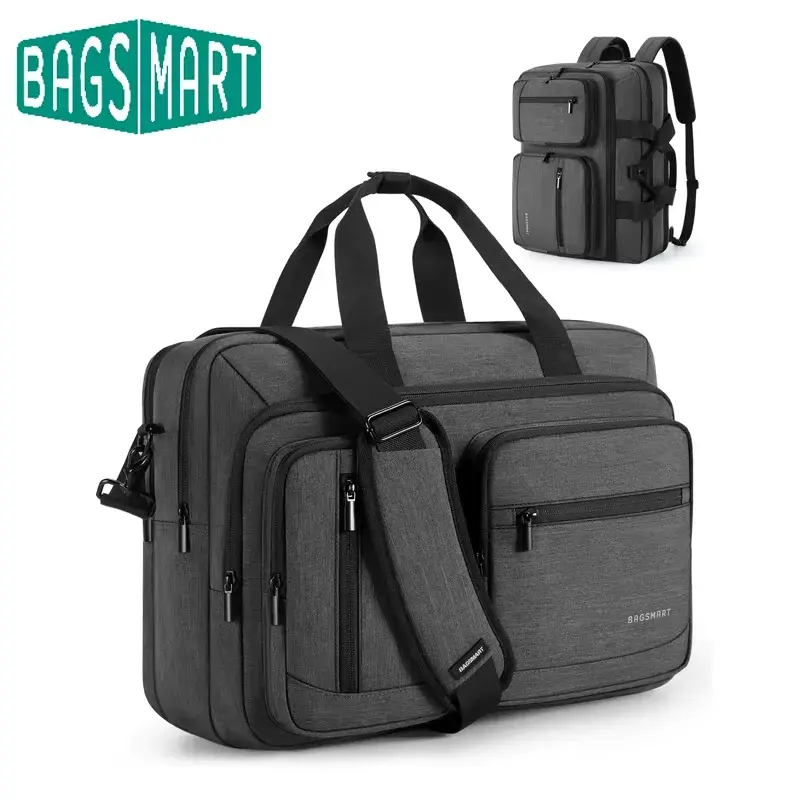 Bolsa para laptop BAGSMART para homens 3 em 1 pasta de computador 17,3 polegadas repelente de água capa para notebook mochila de escritório para viagens de negócios