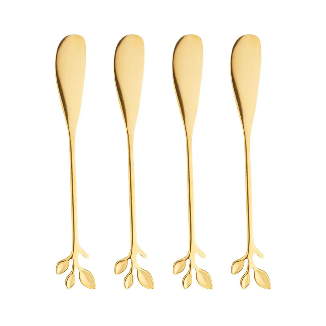 WOLFF - Conjunto 4 Espátulas Aço Inox Leaves Dourado