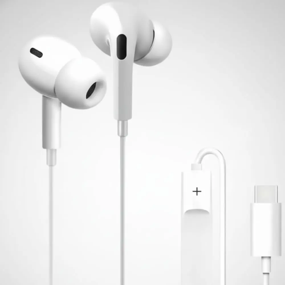 Fone de Ouvido Intra-Auricular USB-C com microfone, Graves Reforçados, Cabo 1,2m, Compatível com iPhone iOS, Samsung Androide, Ideal para Chamadas, Músicas e Vídeos, Cor Branco - 1