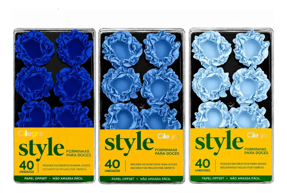 120 Forminhas Para Doces Finos Flor Mesa Embalagem Brigadeiro Docinhos Decoração Luxo Casamento Festa Aniversario Batizado Ceu Tons Azul - 1