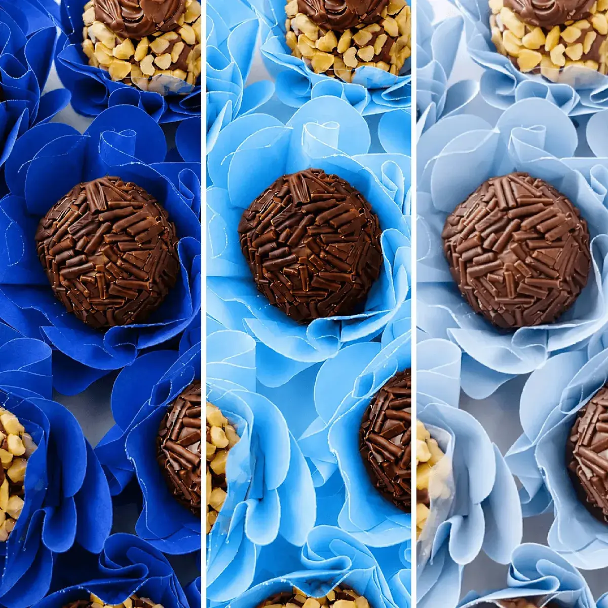 120 Forminhas Para Doces Finos Flor Mesa Embalagem Brigadeiro Docinhos Decoração Luxo Casamento Festa Aniversario Batizado Ceu Tons Azul thumbnail 2
