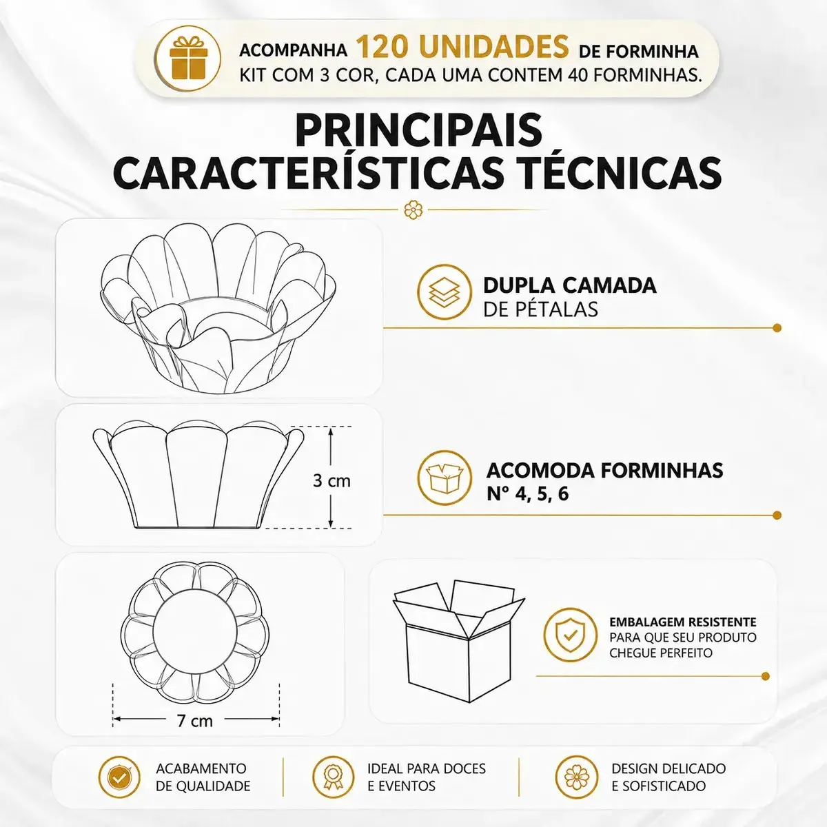 120 Forminhas Para Doces Finos Flor Mesa Embalagem Brigadeiro Docinhos Decoração Luxo Casamento Festa Aniversario Batizado Ceu Tons Azul thumbnail 6