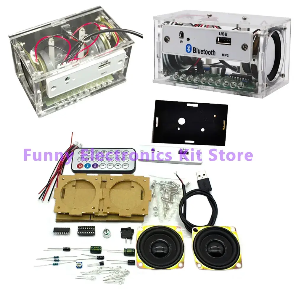 Kit DIY de Caixa de Som Estéreo Bluetooth Branca - Projeto de Soldagem Eletrônica para Aprender e Praticar Ensino de Eletrônica - 1