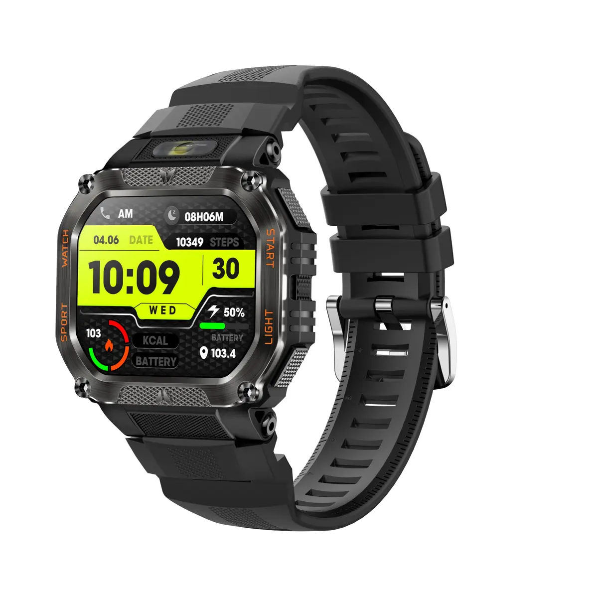 Smartwatch relogio masculino, lanterna,Chamadas Bluetooth, Bateria 5-7 Dias, 120 Modos Esportivos, à prova d'água