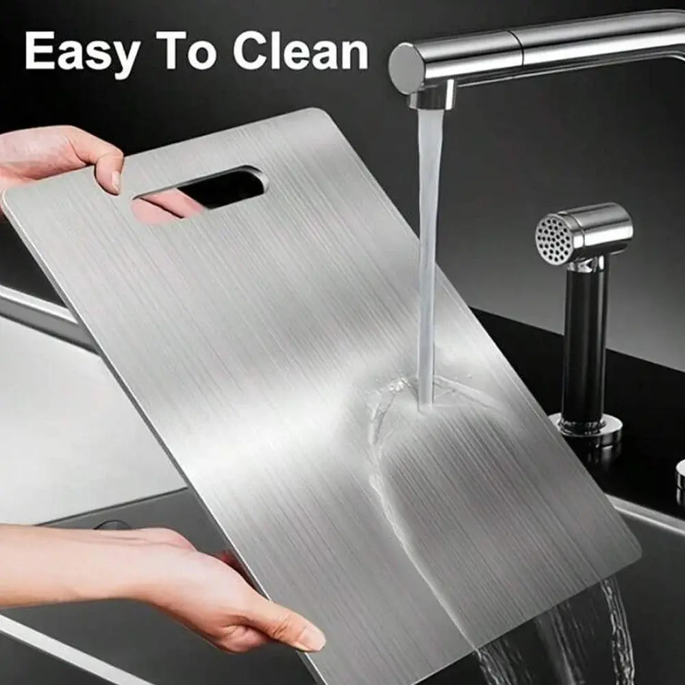 Tábua de Corte em Aço Inoxidável 304: 46cm, Antibacteriana e À Prova de Mofo - Ideal para Cozinha
