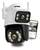 Camera De Segurança Ip Externa Wifi Dupla Lentes 2 Em 1 Visao Noturna Cor Branco com preto - 1