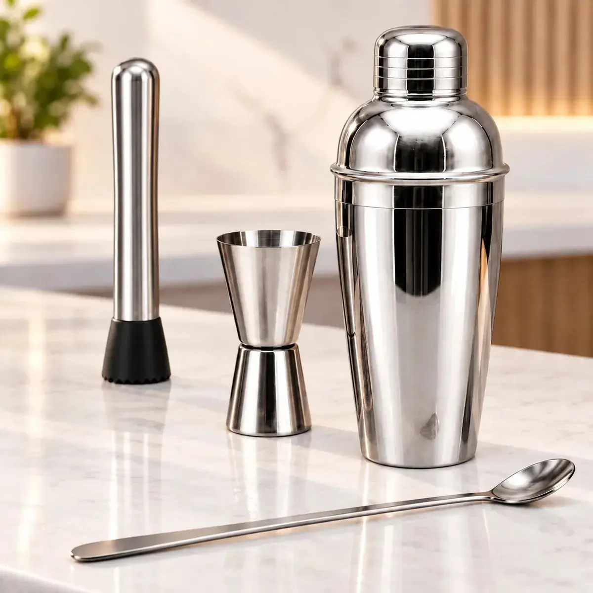 Kit Caipirinha Coqueteleira 4 Peças Inox Para Drinks Barman Bartender - 1