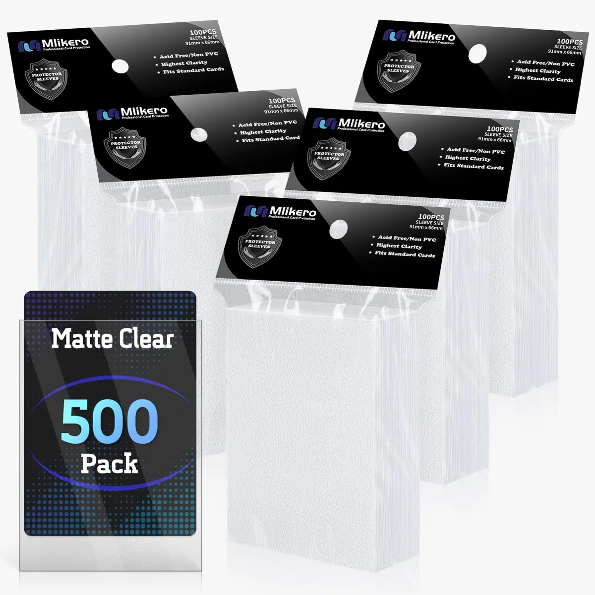 Capas para cartas de 500 unidades – Capas de cartas transparentes foscas, polipropileno (PP), adequadas para MTG, TCG, beisebol, futebol e cartas de jogo (fosco transparente)