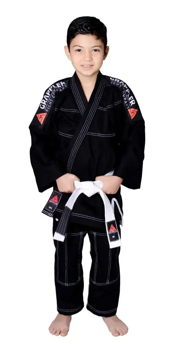 Kimono Preto Jiu Jitsu Infantil Com Faixa Tamanho M3 11 A 12 Anos Ate 1,50 Metros