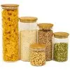 Potes De Vidro Pra Mantimentos Com Tampa Bambu Oikos COZ01557 5 Pçs Cor Marrom-claro - 1
