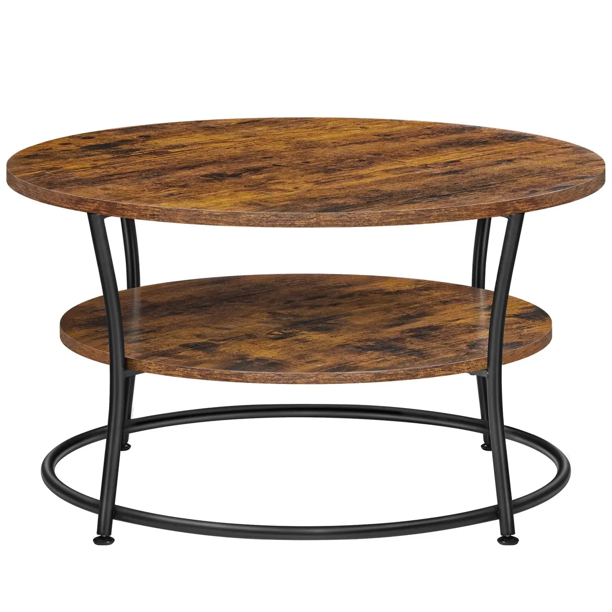 VASAGLE Mesa de Centro Redonda, Centro de Sala, Mesinha de Centro | Mesa de centro para sala de estar, mesa centro para sala, mesa redonda, 80 x 80 x 46,5 cm, Marrom Rústico, BRLCT80BX