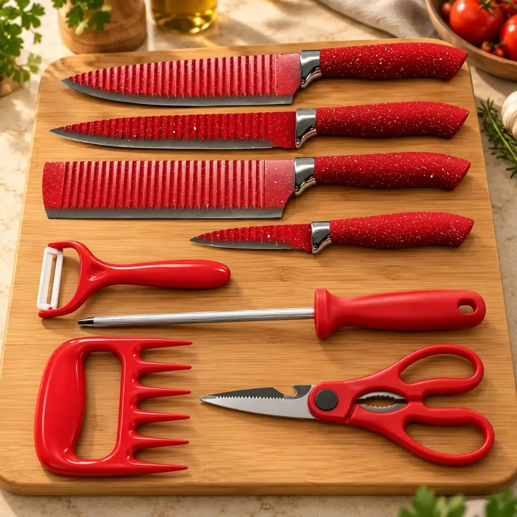 Jogo de Facas de Cozinha 8 Peças Genebra Corte Navalha Antiaderente Premium - 1