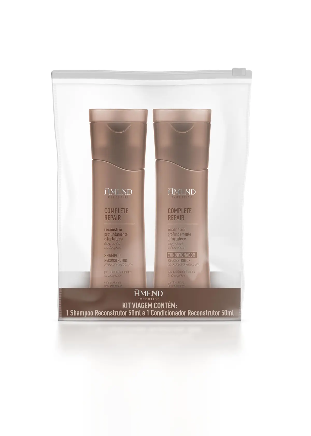 Kit Mini Viagem Amend Expertise Complete Repair Shampoo 50ml + Condicionador 50ml – Reconstrução Capilar