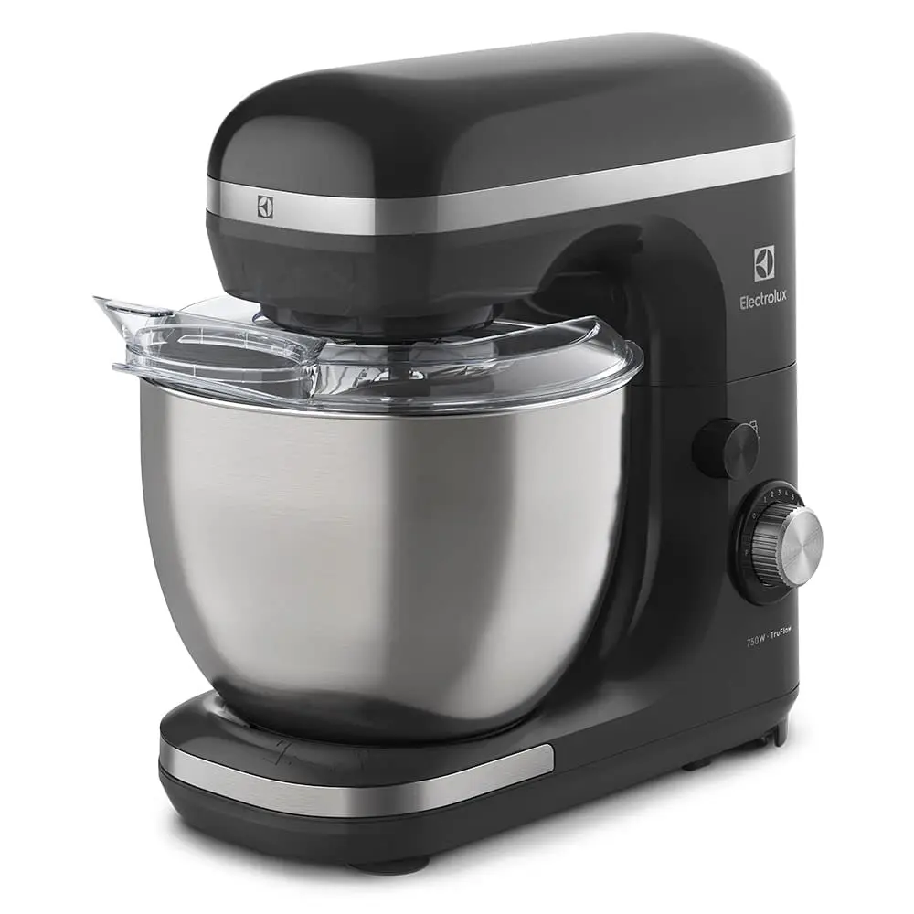 Batedeira planetária Electrolux potente capacidade 5L 750W 12 velocidades tigela inox função pulsar massa pesada pes antiderrapante EKM40 preto 220v - 1