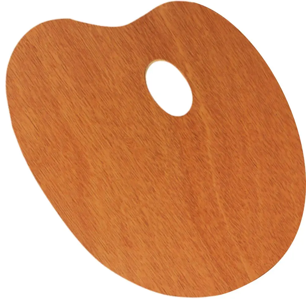 Paleta para Pintura, em Compensado Virola 12.409OV, Trident, 12409OV, Marrom, Oval 23 x 31 cm